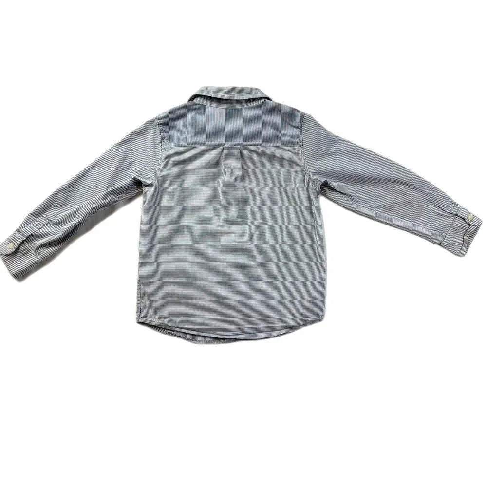 Baby Gap Toddler 5 yrs Boys Striped Panel Long Sleeve Roll-Tab Button-Down Shirt